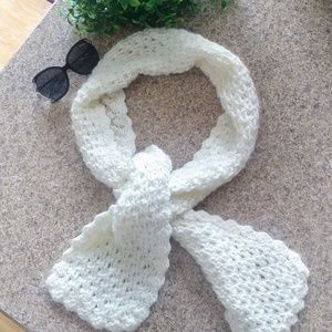 Knit White Winter Scarf